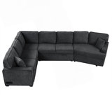 L-Shaped Sofa, Sectional Sofa Couch, Pull-Out Sofa Bed With Charging Devices And Cup Holders