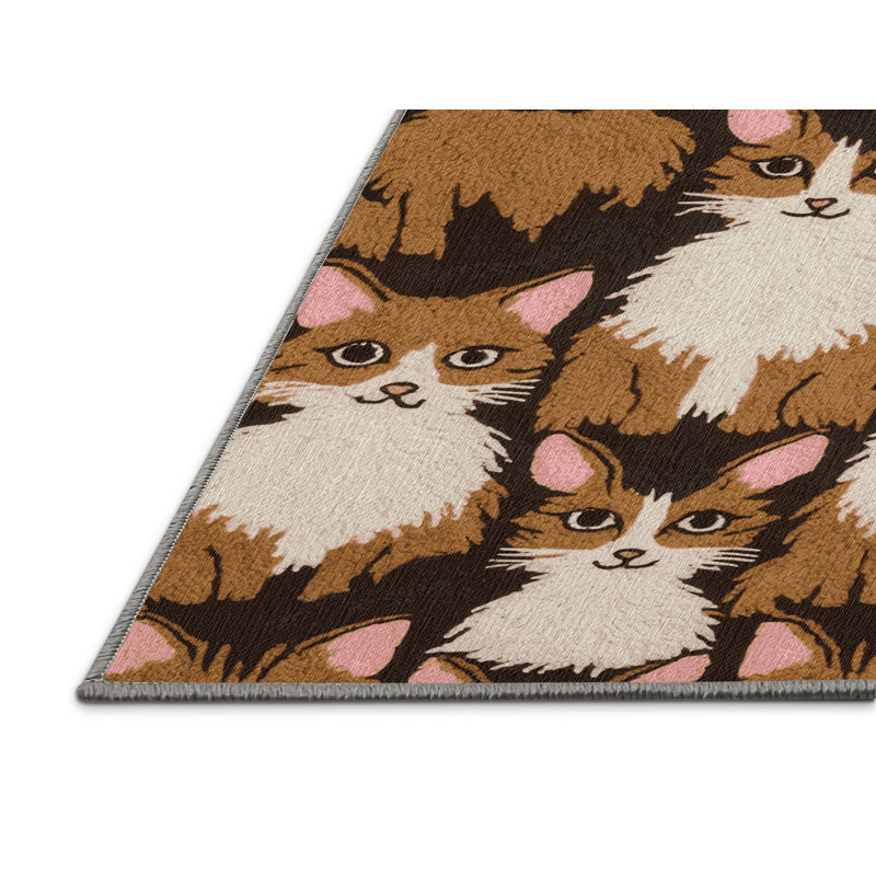 Washable Munchkin Cats Area Rug, Rectangle de 5 pi x 8 pi