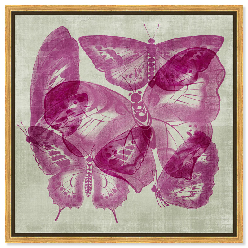 «Butterfly Wings» par Art Remedy, H 41 po x l 41 po, Cadre flottant, Doré