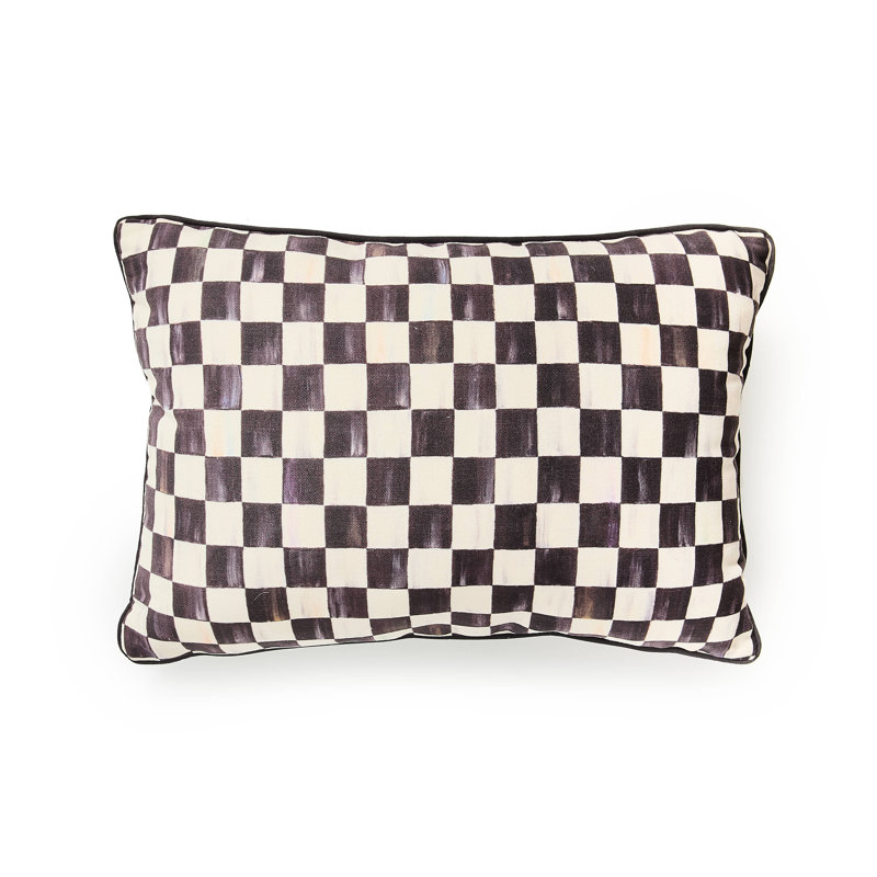 Courtly Check Printed Outdoor Lumbar Pillow, Rectangle 12"H x 14"W