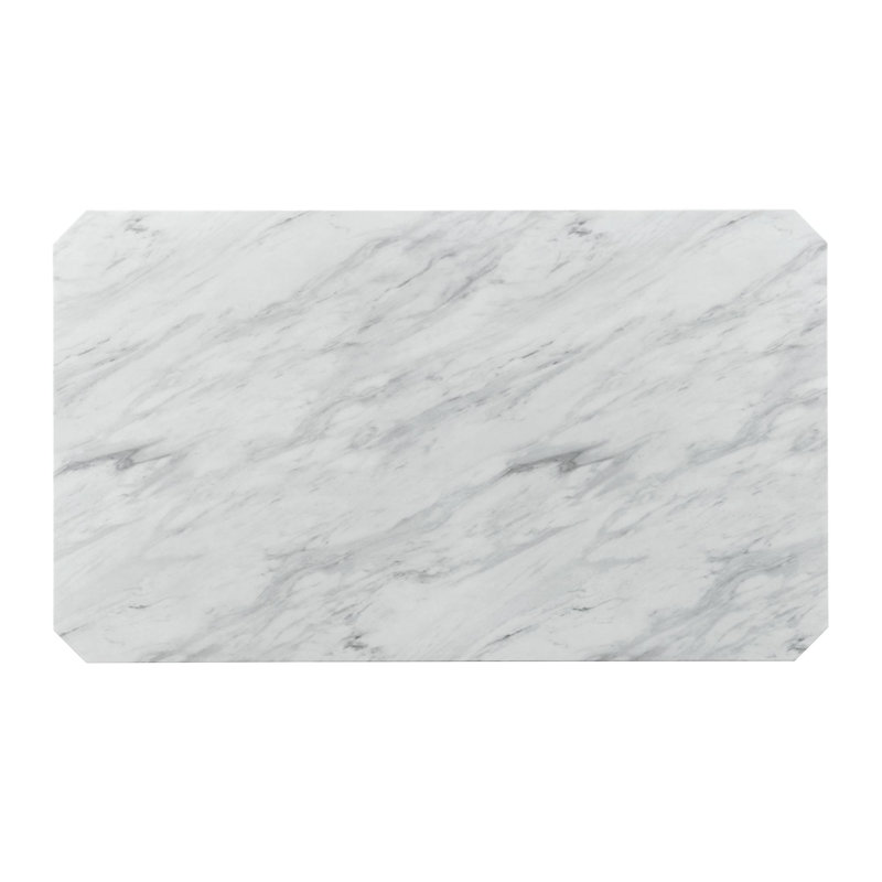 White Faux Marble Top Rectangular Dining Table
