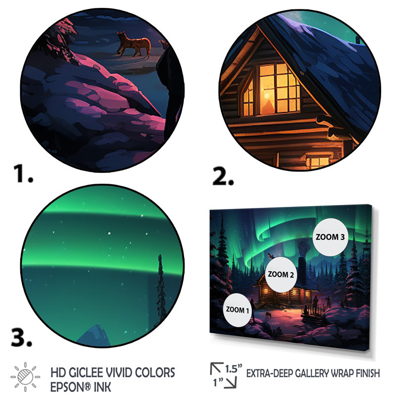 «Canadian Boreal Ballet 2 - Northern Lights», art mural, Cadre flottant noir, H 16 po x l 32 po x P 1 po