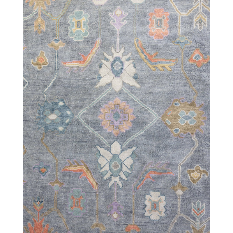 Hattie Hand Knotted Wool Trellis Area Rug, Square 12'
