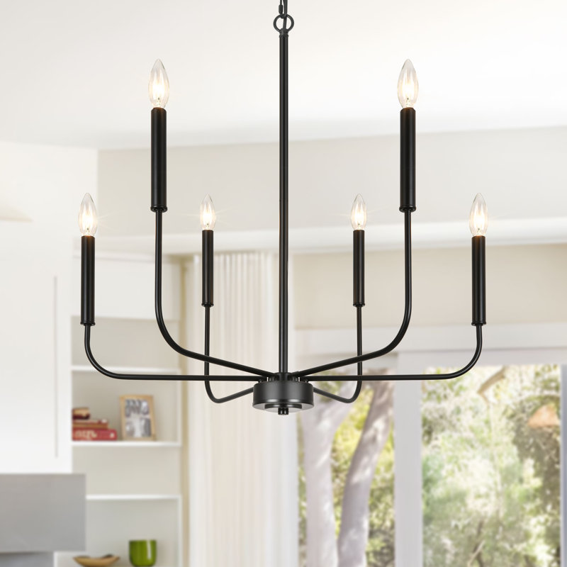 Clerise 6 - Light Candle Style Dimmable Classic / Traditional Chandelier, Black