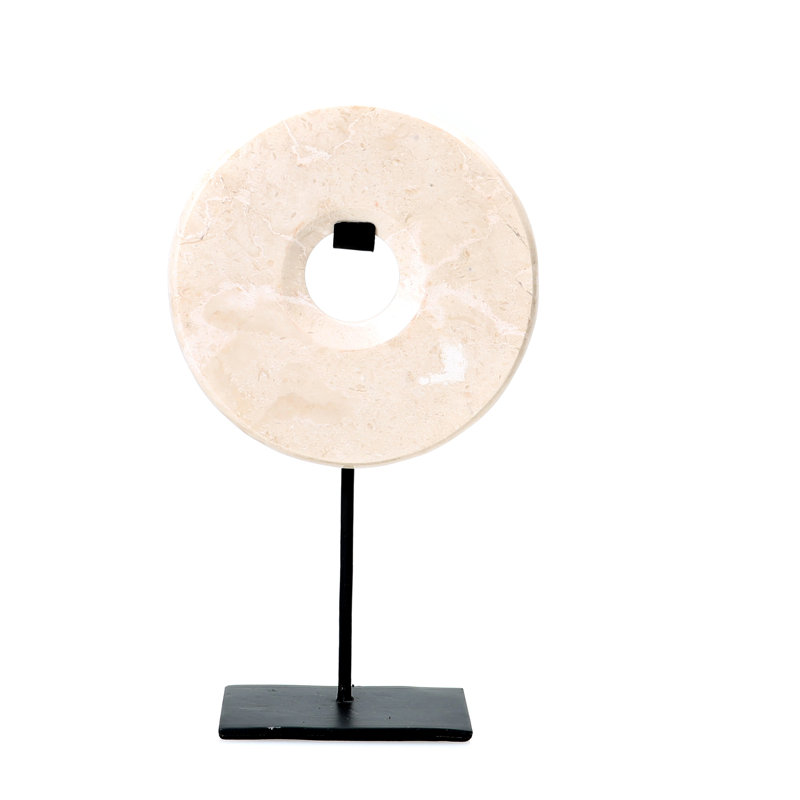 Handmade Stone Abstract Figurine / Sculpture Decorative Object, 35 cm H x 20 cm W x 9 cm D, White