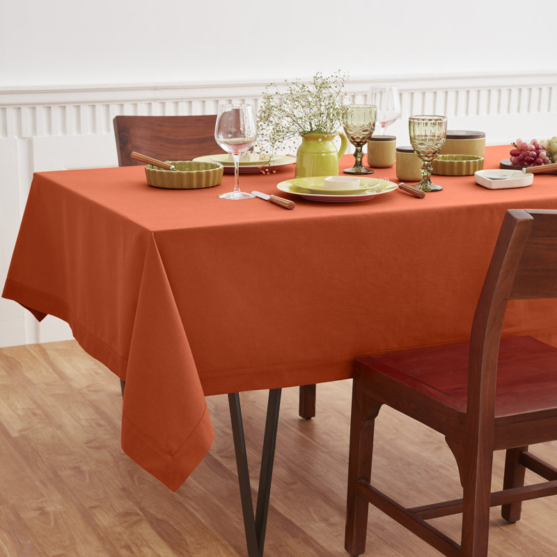 Dru Cotton Linen Plain Tablecloth, 120" x 60", Scarlet Red