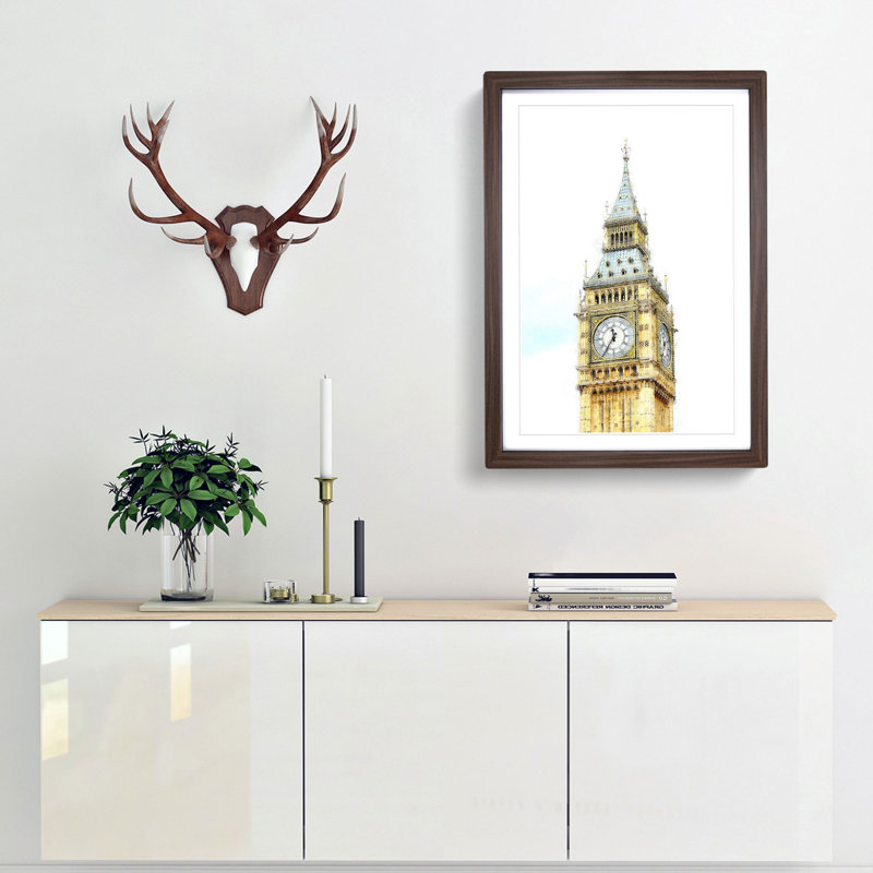 Big Ben - Picture Frame Graphic Art Print, 63cm H x 45cm W x 2cm D, Walnut Framed
