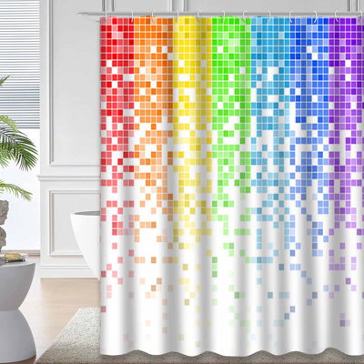 Colorful Rainbow Fade Red Pride Blue Shower Curtain with 12 Hooks