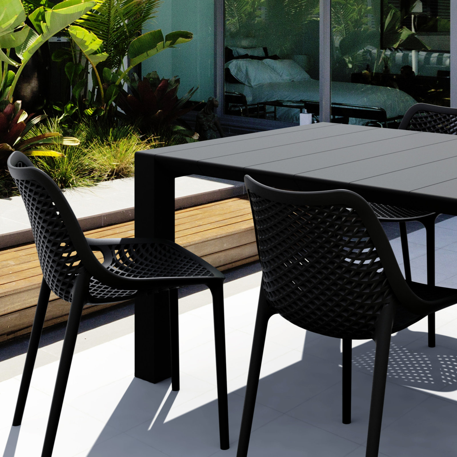 Asherton Square 4-Person Outdoor Dining Set, Black