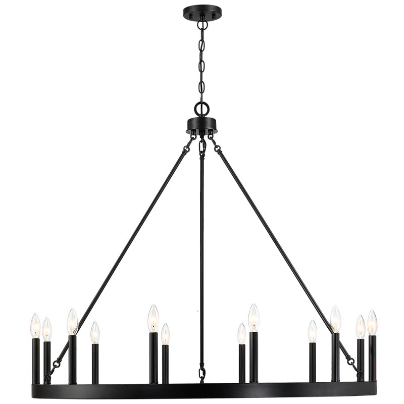 Margee 12 - Light Dimmable Wagon Wheel Chandelier