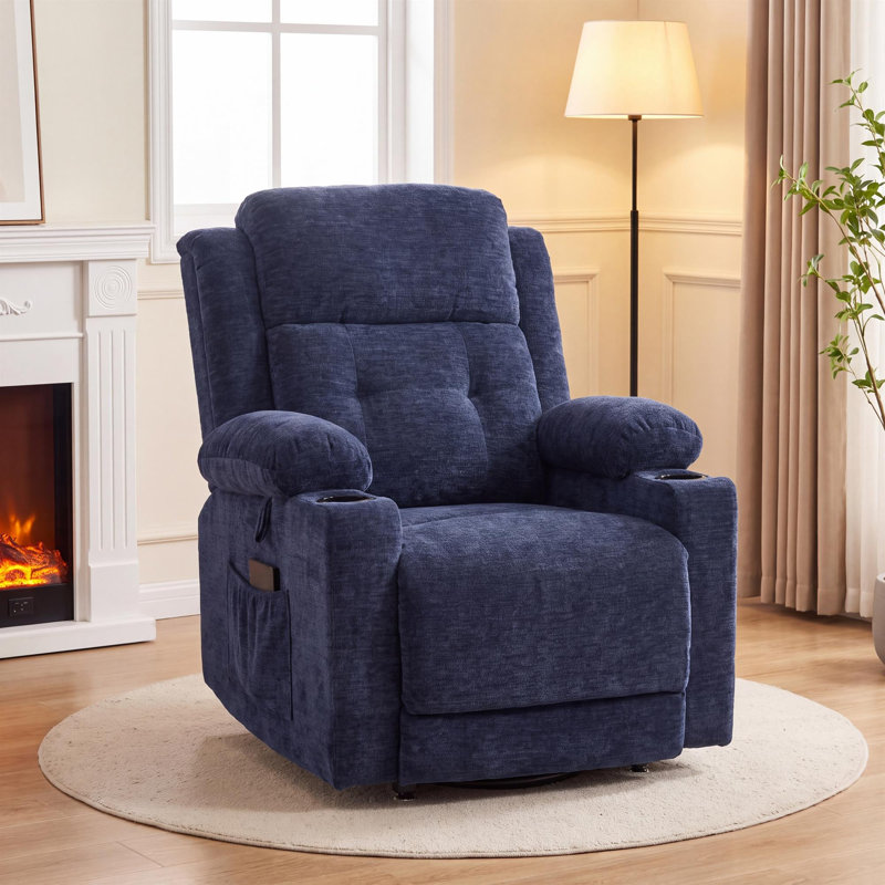 Fauteuil releveur électrique de luxe de 35,7 po de large avec inclinaison électrique, Bleu