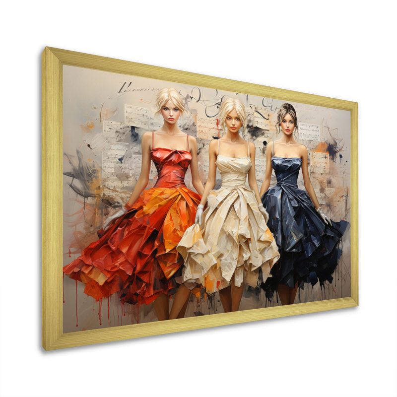 Women Women Luxury Elegance sur toile, Encadrement doré, H 30 po x l 40 po x P 1,5 po