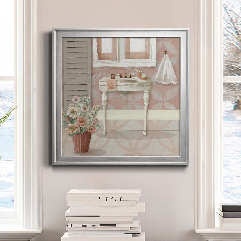 «Blush Bath Sink I», reproduction d'art sur toile encadrée, Argent, H 17,5 po x l 17,5 po x P 1,5 po