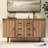 Fluted Sideboard Buffet Cabinet, Kitchen 59in Large Credenza Storage Cabinet Media TV Console Table with 6 Drawers and 2 Sliding Doors for Living Room Entryway, Walnut-1156070256