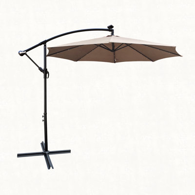 Parasol de terrasse 10 pieds à énergie solaire avec éclairage à DEL 8 lumières