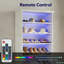 Grande armoire à 8 niveaux avec bande lumineuse à DEL et tablettes réglables pour 26 paires, organisateur vertical peu encombrant.