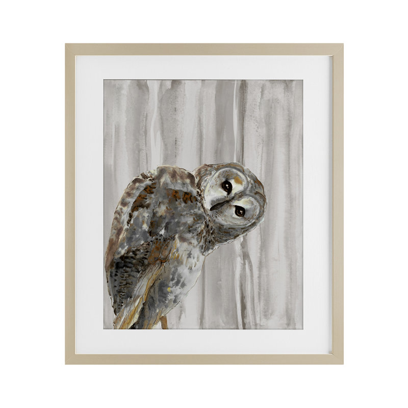 «Peeking Owl's Gaze», impression encadrée sous verre, conception de Patti Mann, Cadre de récolte en pin, H 16 po x l 13 po
