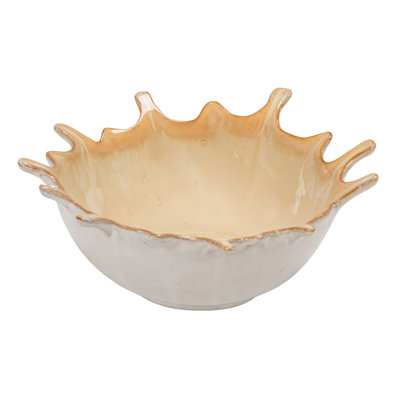 Stoneware Sunburst Artisan Bowl with Reactive Glaze