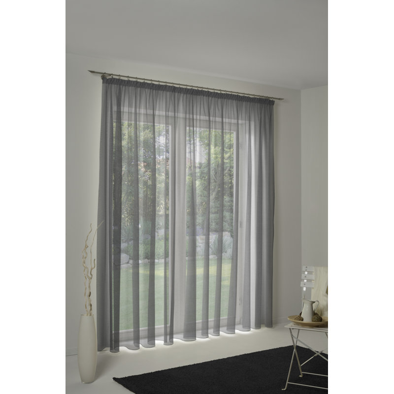 Peck Slot Top Semi Sheer Single Curtain, Grey