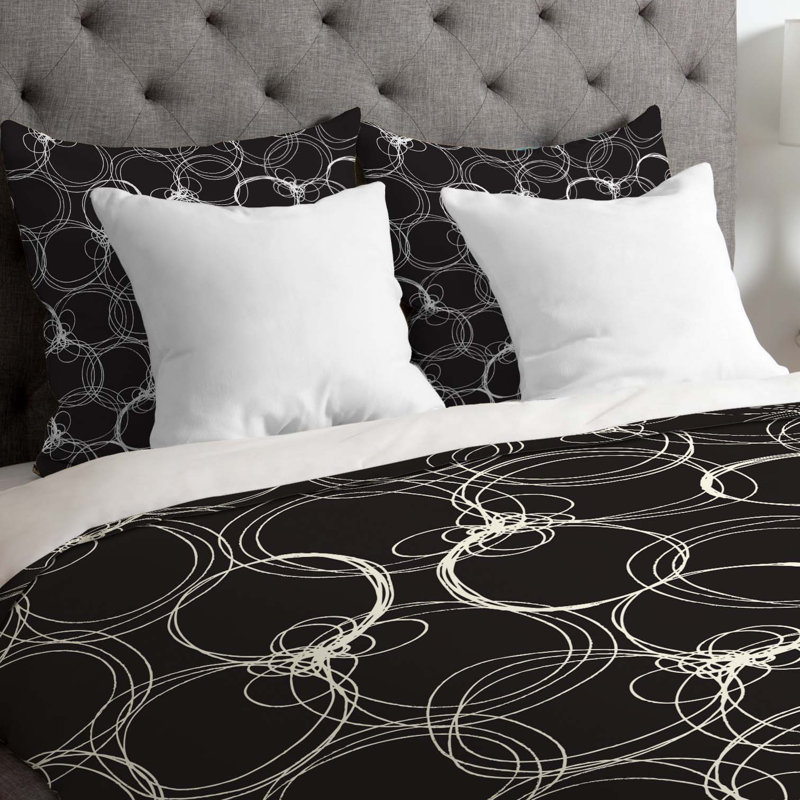 Housse de couette à cercles légers, Très grand, Noir et blanc