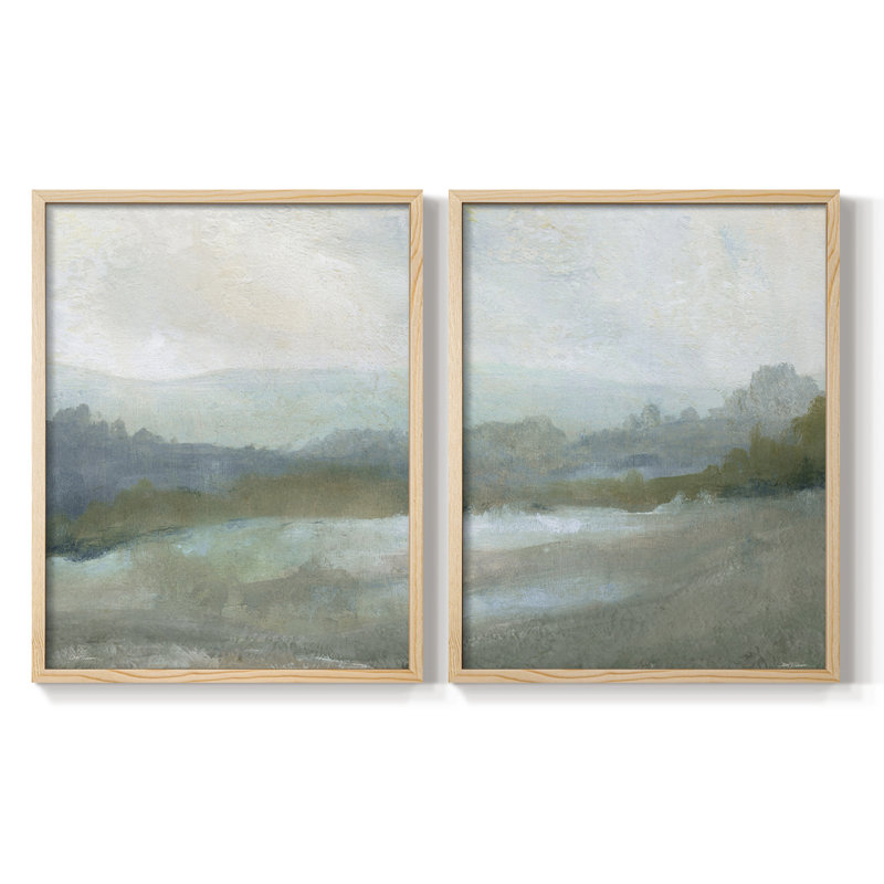 Impression encadrée Azure Valley I-Premium - prête à être accrochée - aucun clou requis - aucun clou requis, Bois naturel