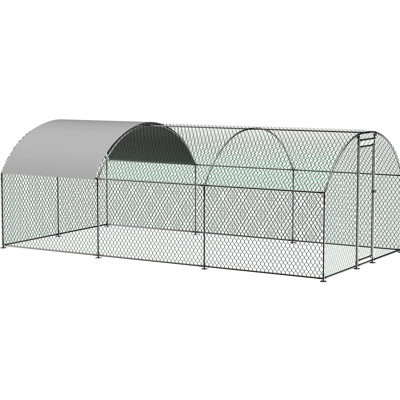 Outdoor Chicken Coop With Waterproof Roof And Secure Fence Cage For Farm Spacious Run Metal Cage, Protection & Cover, Walk-In , 9.84'X19.68'X6.56', Yard