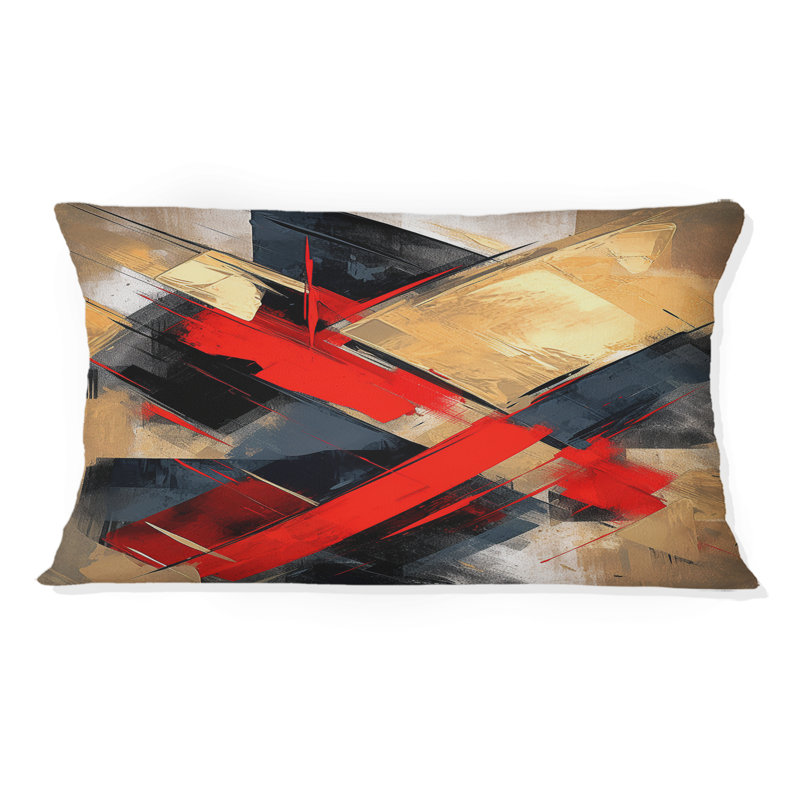 Coussin décoratif rouge et noir profondeur Corner II - Abstract Shapes