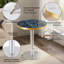 Table d'appoint ronde de 23,6 pouces, panneau de fibres à densité moyenne, texture de marbre peinte UV avec bordure en acier inoxydable, pieds en métal, table basse de luxe moderne-248306092