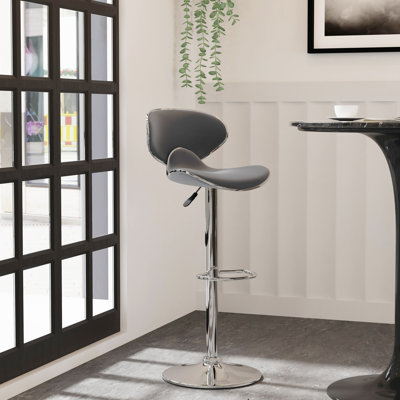 Aishvi Swivel Upholstered Faux Leather Adjustable Height Counter Stool with Steel Frame