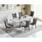 Modern 68.11" Faux Marble Dining Table Set , White Marble Dining Table with Velvet Dining Chairs, Dining Room Table and Chairs Set, Luxury Dining Table Set for Kitchen Dining-975803931-975803929-975803928
