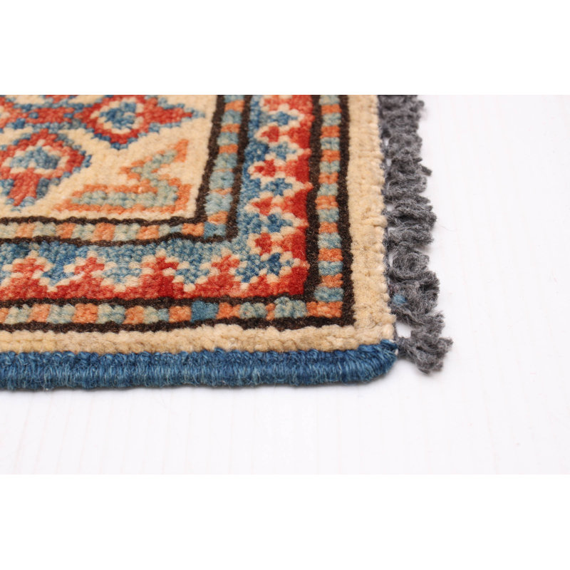 Tapis rouge foncé en laine noué à la main de conception unique 3 pi 6 po x 5 pi 2 po Finest Ghazni