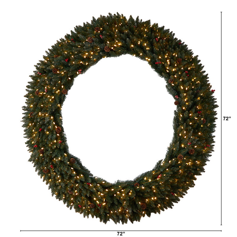 Grande couronne floquée 72 po en polychlorure de vinyle (PVC) éclairée