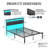 Full Bed Frames with Charging Station, LED Lights, Upholstered Headboard , Metal Platform Bed Frame with Slats, Noise-Free, Black-1702654196
