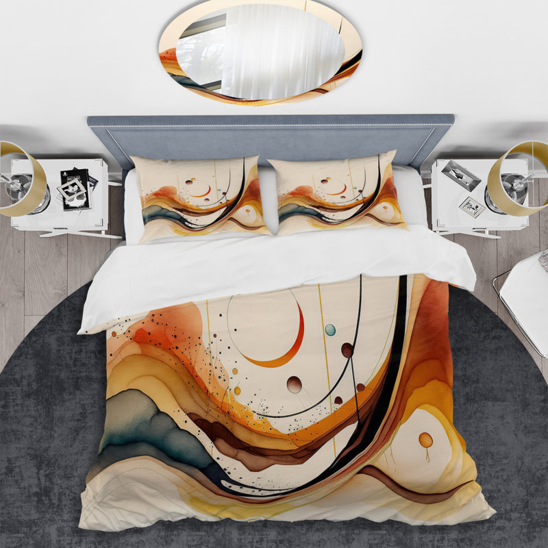 Ensemble de housse de couette en microfibre / polyester Burnt Orange Waves, Housse de couette pour très grand lit et 2 très