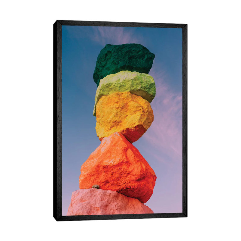 Seven Magic Mountains Sunrise III by Bethany Young - Print on Canvas, Black Framed, 152.4cm H x 101.6cm W x 3.81cm D
