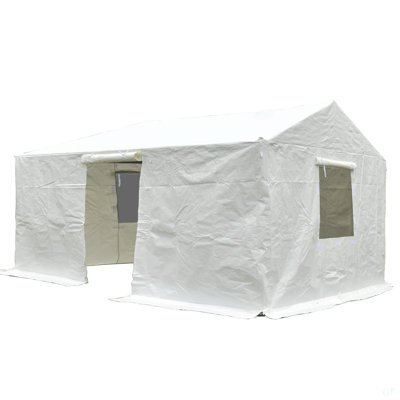 Housse pour abri de jardin 12 pi x 20 pi pour abri de jardin à toit rigide, abri de jardin d'hiver universel pour l'extérieur avec parois latérales et fenêtres en filet, housse pour abri de jardin toutes saisons imperméable et fermée, blanc