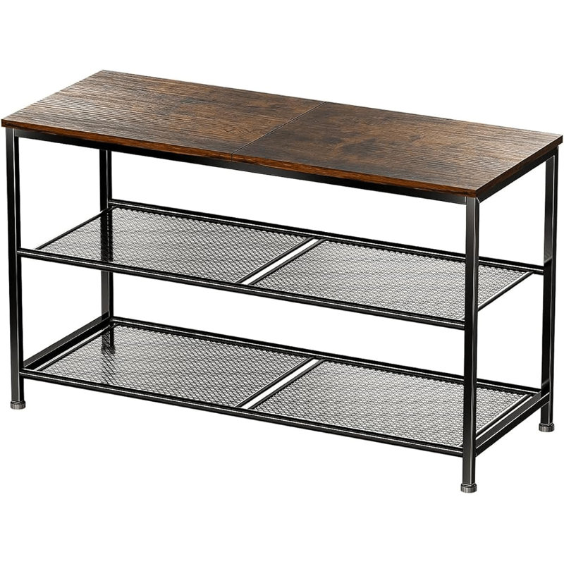 Shoe Rack Bench, 3-Tier Shoe Rack with Wood Shelf for Entryway
