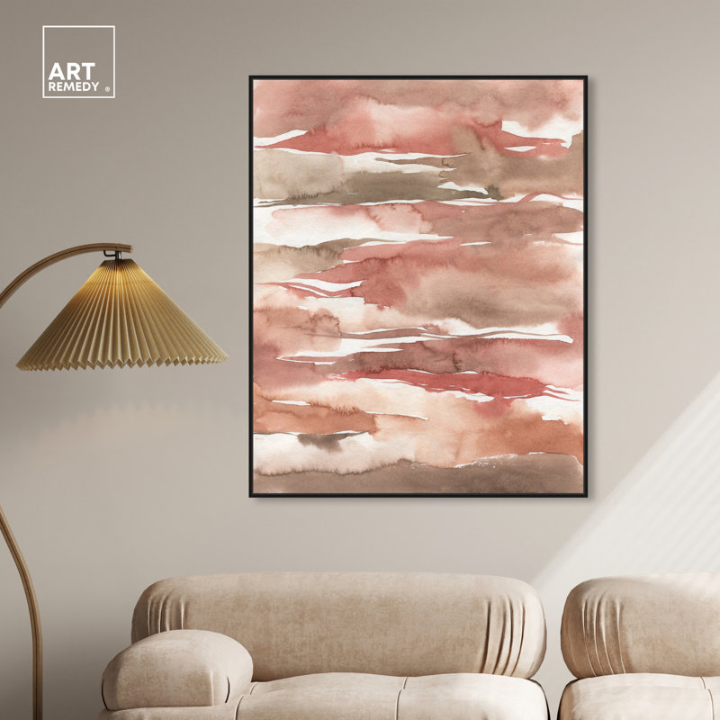 Large Black Framed Abstract Canvas Print in Earthy Tones