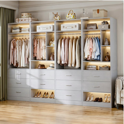 Freestanding 96" Closet System With 10 Wood Drawers