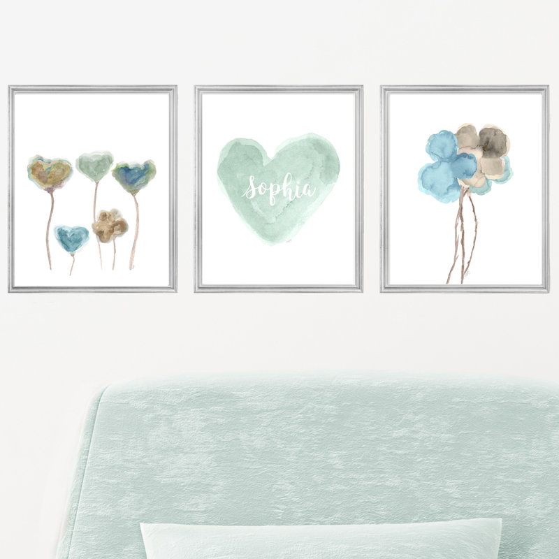 Fleurs bleues et vertes, 3 pièces de papier, H 10 po x L 8 po x P 0,06 po, Oui