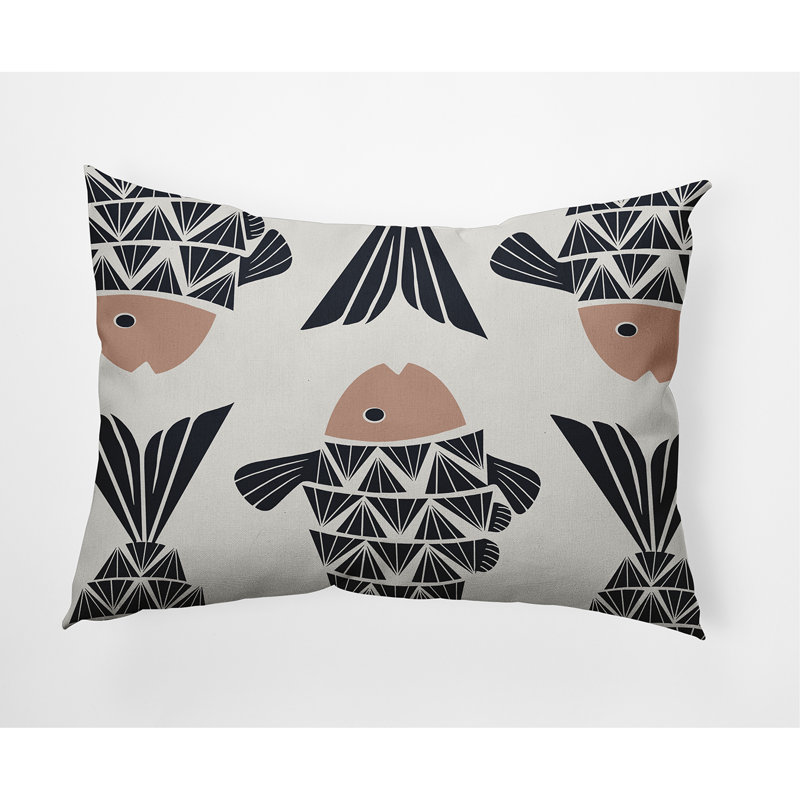 Mauve Coastal Fish Print 14" x 20" Decorative Pillow