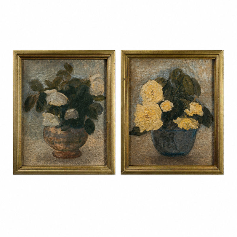 Vintage Bouquet Framed Wall Art - Set of 2
