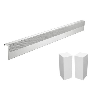 Baseboarders Basic Series Rust-Resistant Galvanized Steel Easy Slip-On Baseboard Heater Cover Set – White | Heater Cover & Endcaps Included