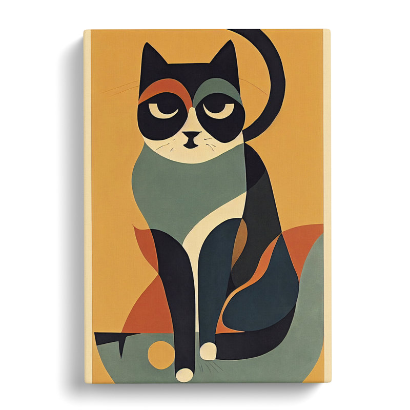 Cat Mid Century Vol.1 - Wrapped Canvas, 50cm H x 35cm W x 3cm D
