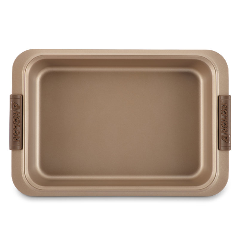 Bronze Nonstick Rectangular Cake Pan with Clear Lid