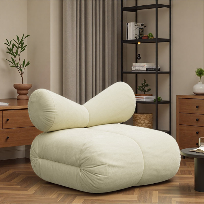 Chaise de loisir simple à motif crème avec nœud., Beige