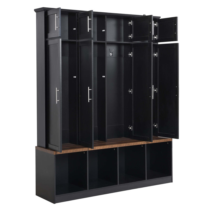 Arbre d'entrée Pastorino de 59,11 po de largeur avec banc et rangement pour chaussures, armoire d'entrée avec compartiments ouverts pour le salon, couloir