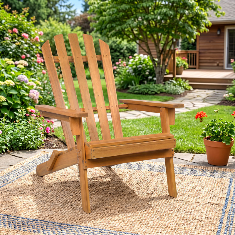 Chaise Adirondack pliante en bois massif Mckeel