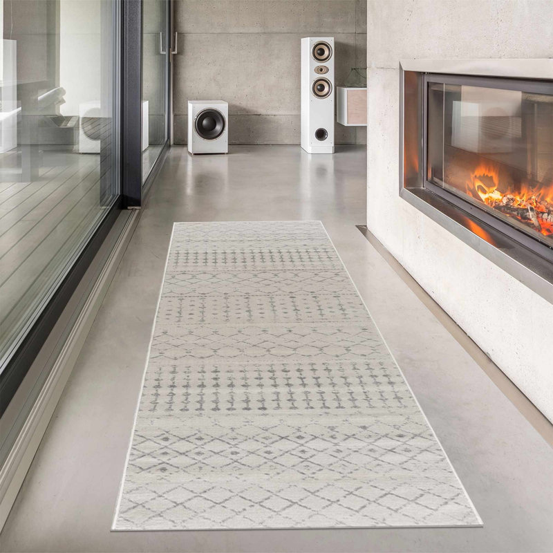Tapis beige Dounia, Tapis de couloir 2 pi 7 po x 12 pi