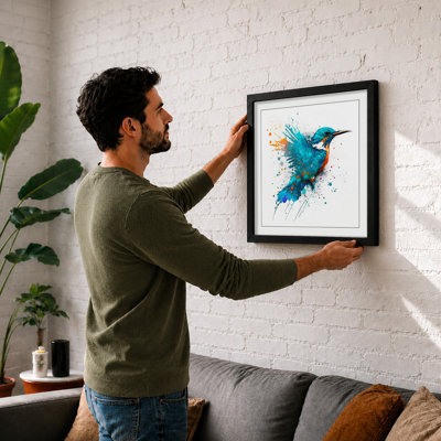 Kingfisher Splatter Art - Framed Print